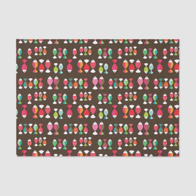 Papel De Seda Teste padrão subaquático 2 dos peixes retros (Frente )