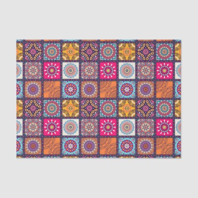 Papel De Seda Teste padrão telhado floral da mandala espiritual (Frente )