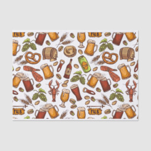 Papel De Seda Teste padrão tirado mão da cerveja e dos petisco