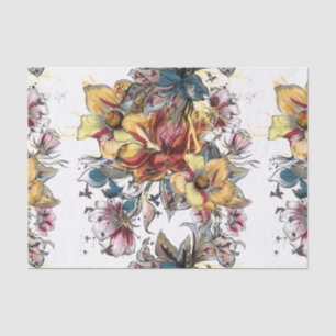 Papel De Seda Teste padrão tirado realístico do buquê floral