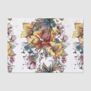 Papel De Seda Teste padrão tirado realístico do buquê floral