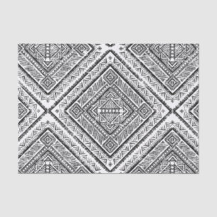 Papel De Seda Teste padrão tribal asteca preto e branco legal