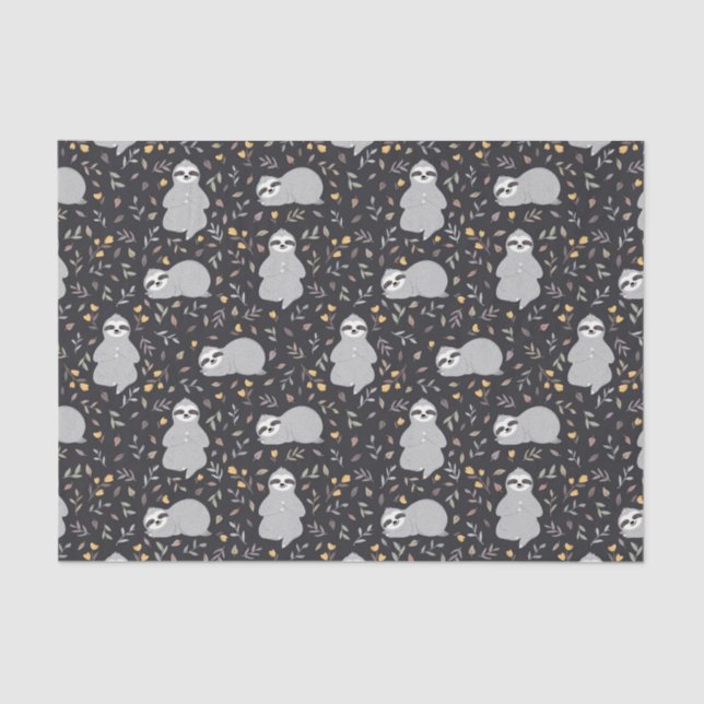 Papel De Seda Teste padrão tropical da preguiça do bebê (Frente )