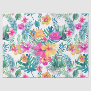 Papel De Seda Teste padrão tropical das aguarelas das flores