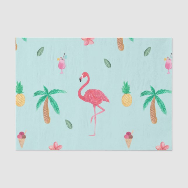 Papel De Seda Teste padrão tropical de turquesa do verão (Frente )