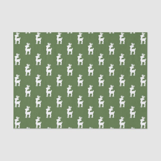 Papel De Seda Teste padrão verde da rena do Natal (Frente )
