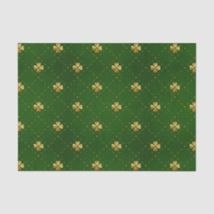 Papel De Seda Teste padrão verde dourado do trevo