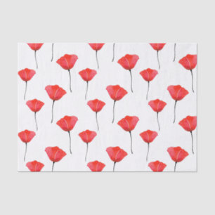 Papel De Seda Teste padrão vermelho das papoilas da aguarela