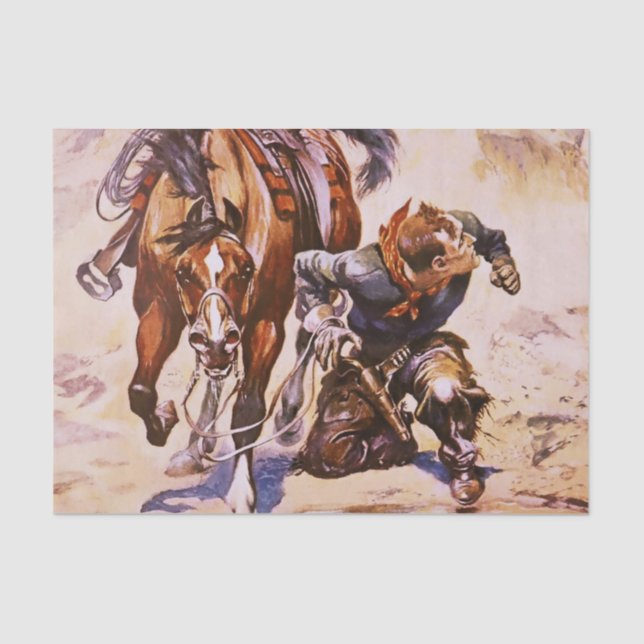Papel De Seda "Texas Cowboy" por Stanley L Wood (Frente )