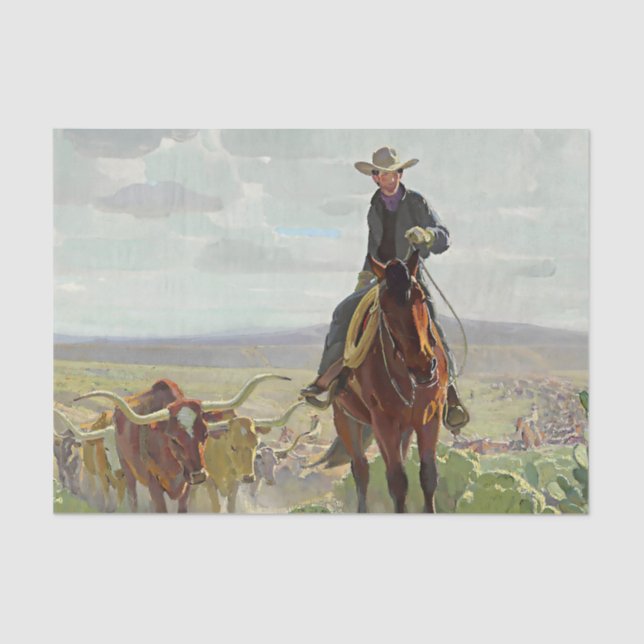 Papel De Seda "Texas of Old" de W Herbert Dunton (Frente )