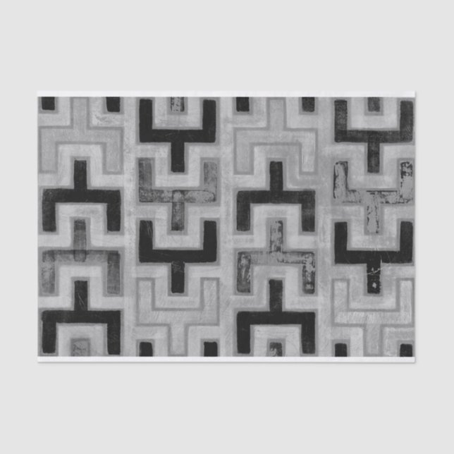 Papel De Seda Têxtil africano de mudo com Padrões geométricos (Frente )