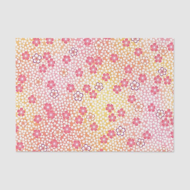 Papel De Seda Têxtil KIMONO Japonês, Padrão de Blossomas de Cere (Frente )