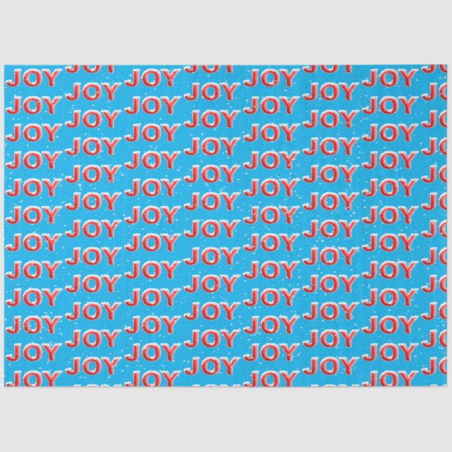 Papel De Seda Texto de JOY com bonés de neve e flocos de neve (Frente )