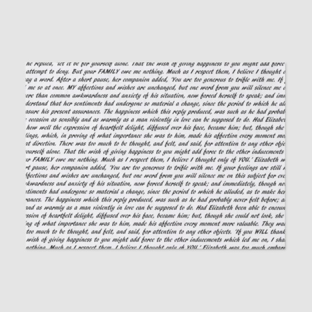 Papel De Seda Texto do orgulho e do preconceito (Frente )