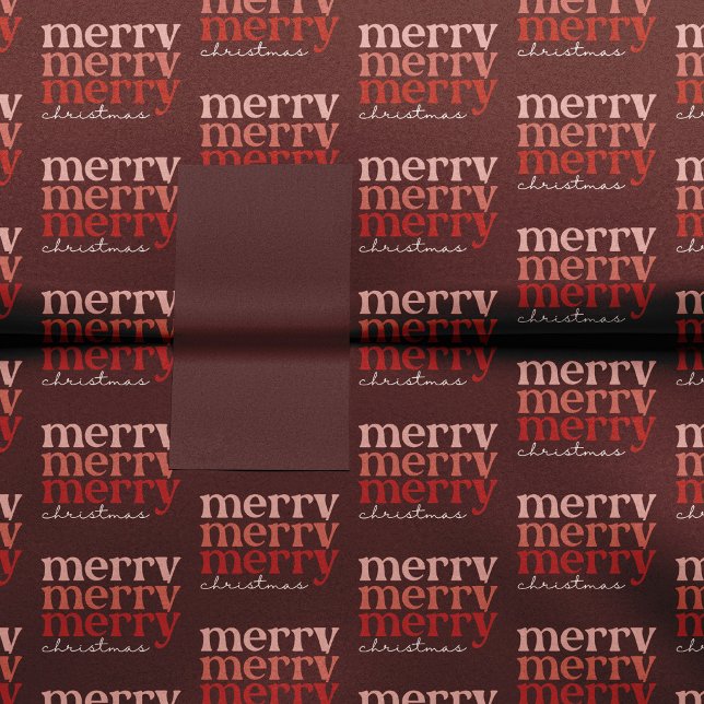 Papel De Seda Texto Feliz de Natal Saudando Padrão Vermelho (Criador carregado)