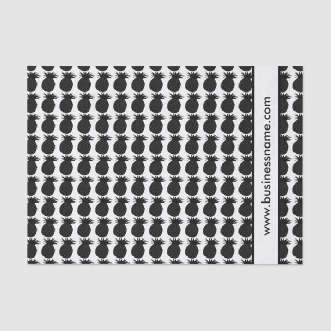 Papel De Seda Texto Personalizado do Padrão de Abacaxi Preto (Frente )