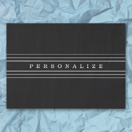 Papel De Seda Texto personalizado e faixas modernas | Preto e br