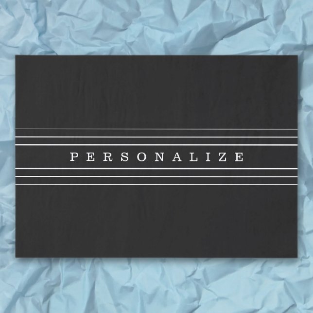 Papel De Seda Texto personalizado e faixas modernas | Preto e br (Criador carregado)