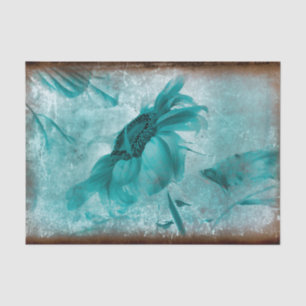 Papel De Seda Textura Antiquada de Azul-Teal de Girassol