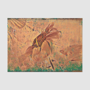 Papel De Seda Textura Antiquada de Sunflower Brown Green