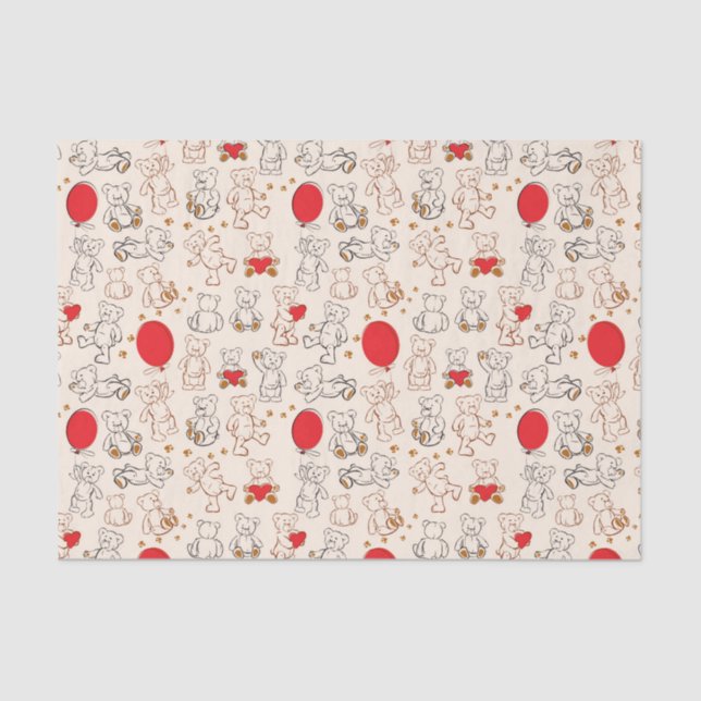 Papel De Seda Textura com ursos de ursinho (Frente )