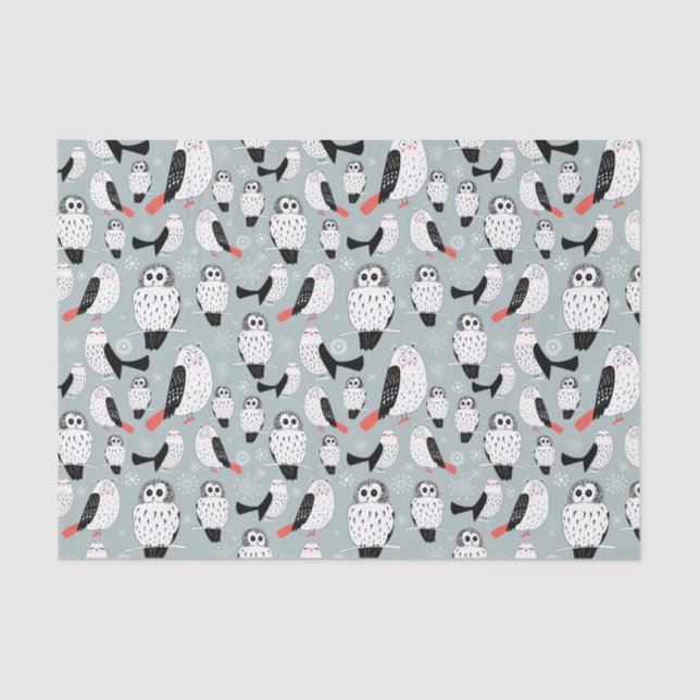 Papel De Seda Textura De Corujas Brancas (Frente )