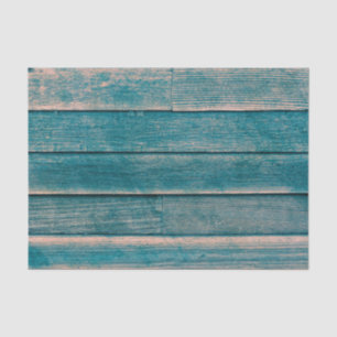 Papel De Seda Textura de Grão de Madeira Teal Rústica Vintage Co