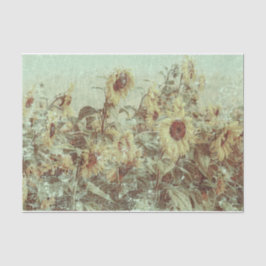 Papel De Seda Textura de outono Antiquada do campo de girassol