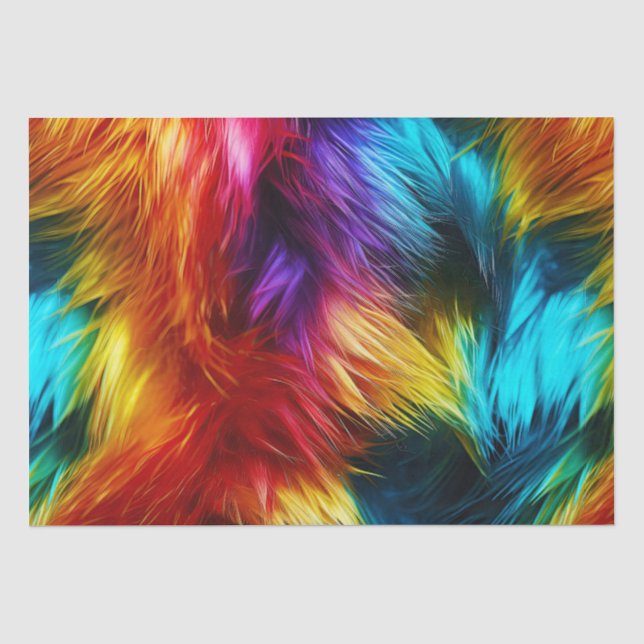 Papel De Seda textura de pelo de monstro falso de arco-íris bril (Frente )