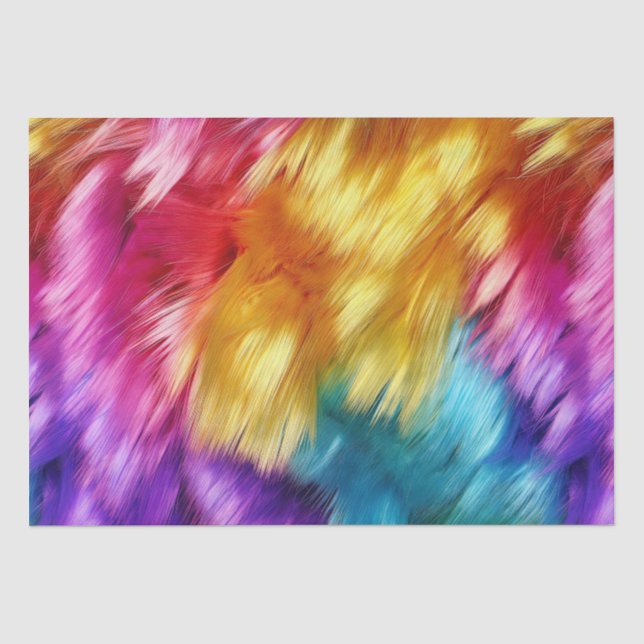 Papel De Seda textura de pelo de monstro falso de arco-íris bril (Frente )