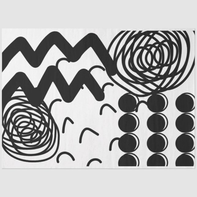 Papel De Seda Textura em grande Abstrato de preto branco (Frente )