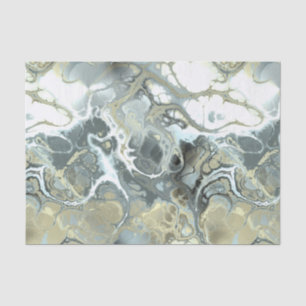 Papel De Seda Textura Fluida de Pedra de Mármore Dourado e Cinza