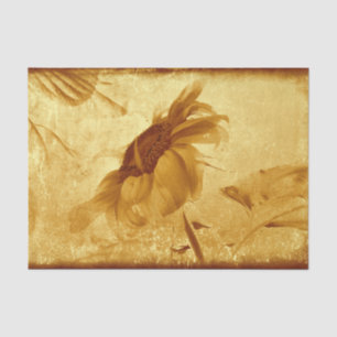 Papel De Seda Textura Grunge de Girassol Amarelo Dourado Vintage