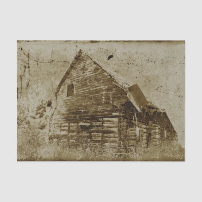 Papel De Seda Textura Sepia Vintage de Celeiro Rústico Country (Frente )
