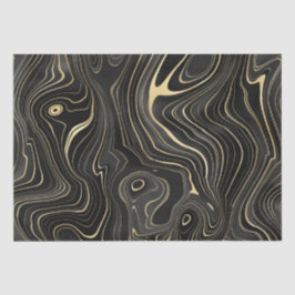 Papel De Seda Texturas de Estratos de Geodo Preto e Dourado