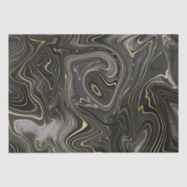 Papel De Seda Texturas de Estratos de Geodo Preto e Dourado
