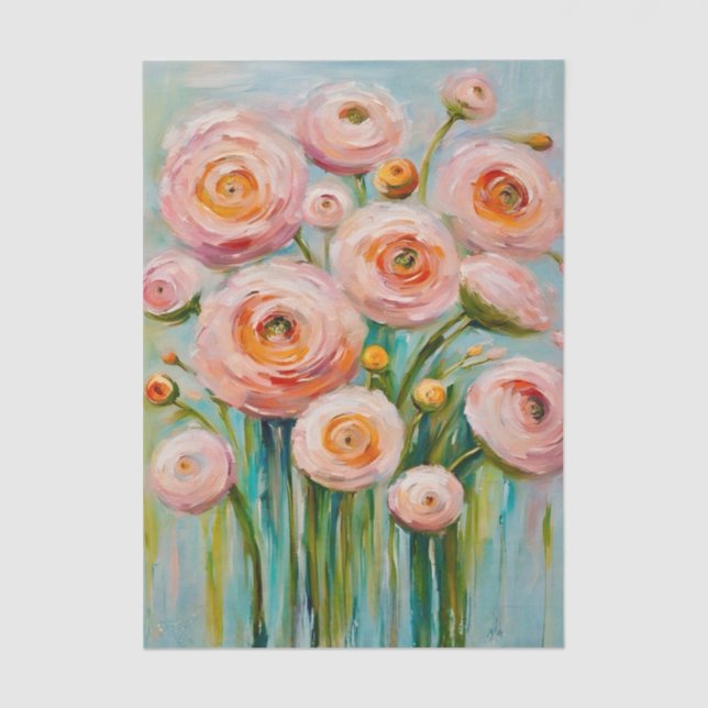 Papel De Seda Textured Flowers Decoupage Tissue Paper (Frente )