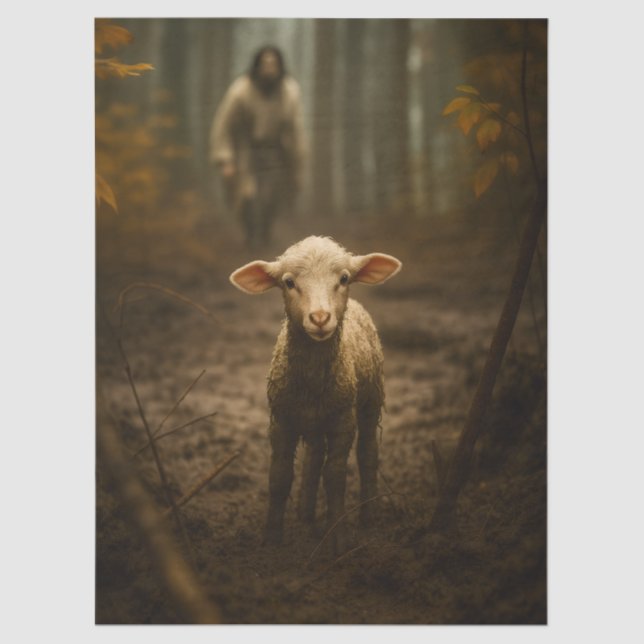 Papel De Seda The Good Shepherd and the Lost Lamb – Jesus & Lamb (Frente )
