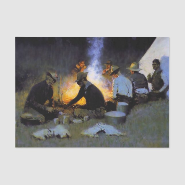 Papel De Seda "The Hunter's Supper", por Frederic Remington (Frente )
