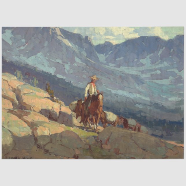 Papel De Seda "The Lone Packer" Western Art de Edgar Payne (Frente )