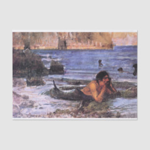 Papel De Seda The Merman, por John William Waterhouse - c.1892