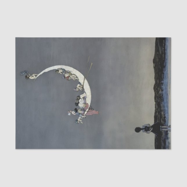 Papel De Seda "The Moon's First Voyage", por W Heath Robinson (Frente )