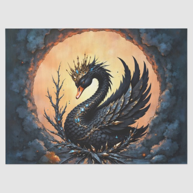 Papel De Seda The Obsidian Swan of Moonlit Grace. In the twiligh (Frente )