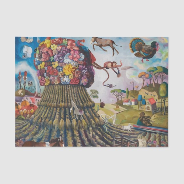 Papel De Seda The Odd Farm Day Surreal Painting (Frente )