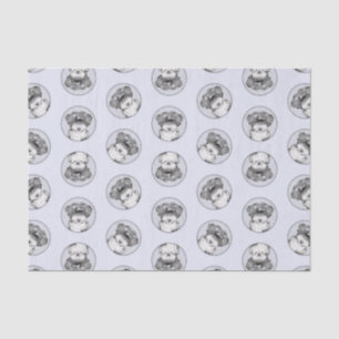 Papel De Seda Tibetano Terrier pintando preto e branco de arte c
