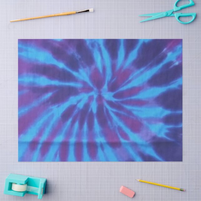 Papel De Seda Tie Dye Blue Teal Purple Hippipage (Arte )