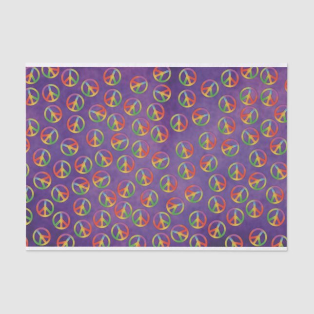 Papel De Seda Tie Dye Peace sinaliza em roxo (Frente )