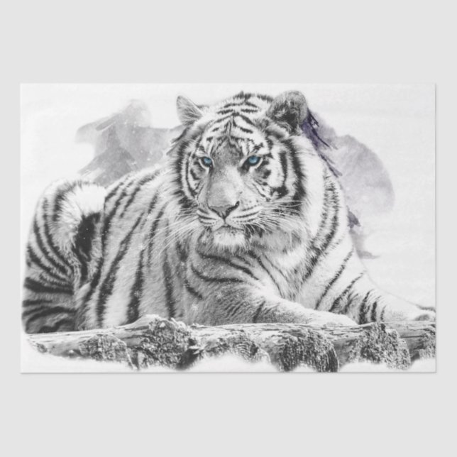 Papel De Seda Tiger Bengal White Snow (Frente )