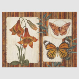 Papel De Seda Tiger Lily Rustic Wood Collage Decoupage