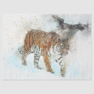Papel De Seda Tiger Walking Art Watercolor Decoupage
